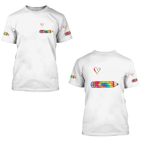 Tie Dye Pencil Hello First Grade Back To School 3D T Shirts