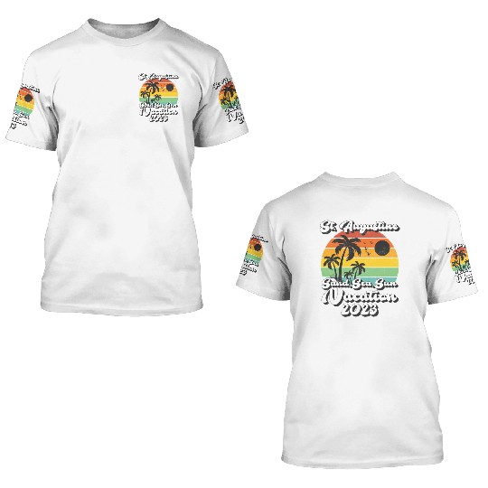 Sea Sand Sun Vacation 2023 Florida St Augustine 3D T Shirts