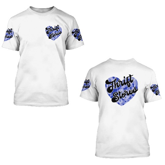 Thrift Stores blue camo heart 3D T Shirts