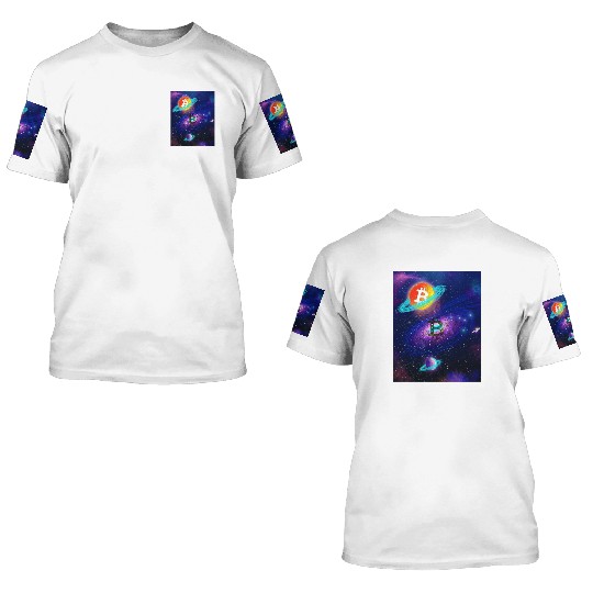 Bitcoin Coin-Crypto SPACE 3D T Shirts