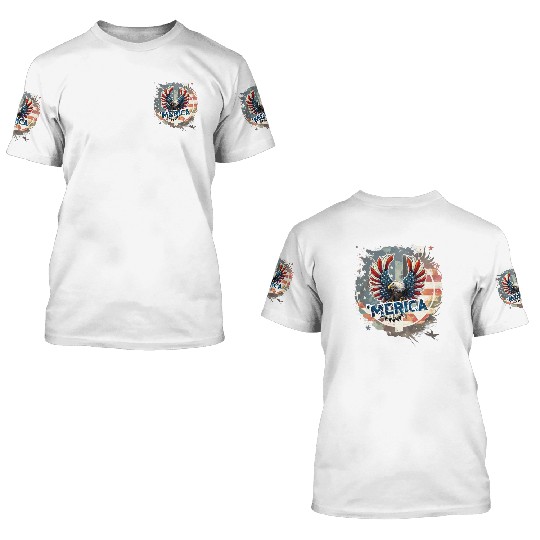 4th july Eagle 3D T Shirts