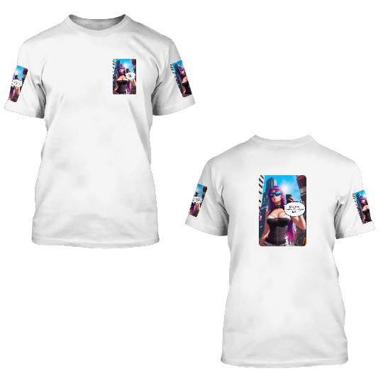 Cyberpunk Waifu Influencer Design 5 3D T Shirts