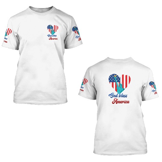 God Bless America Independence Day 4th July USA 3D T Shirts