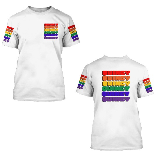 Quincy Rainbow Type 3D T Shirts