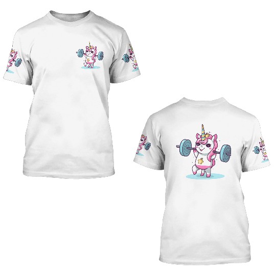 Unicorn Weighlifting 3D T Shirts