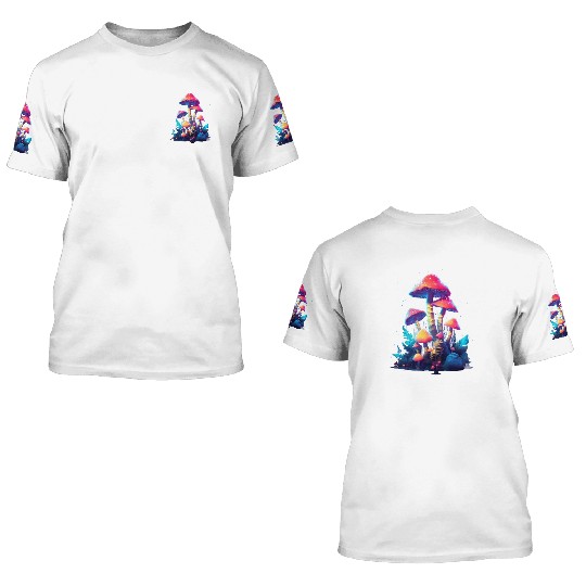Trippy Neon Mushrooms #14 3D T Shirts