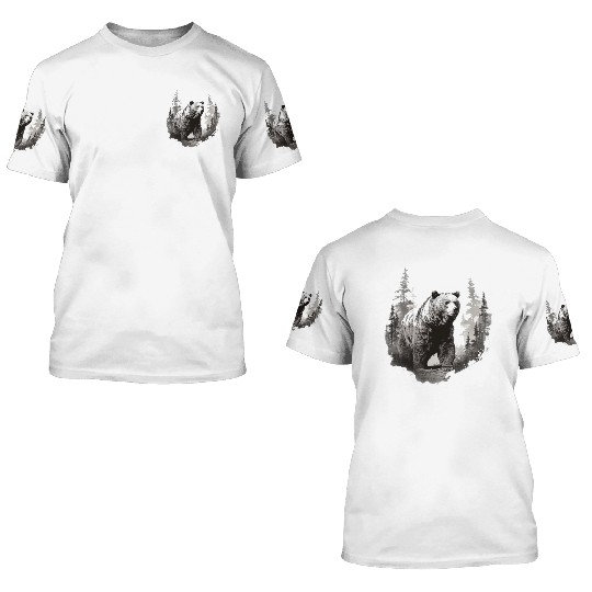 Majestic Forest Bear 3D T Shirts