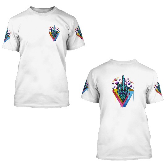Trippy skeleton middle finger 3D T Shirts