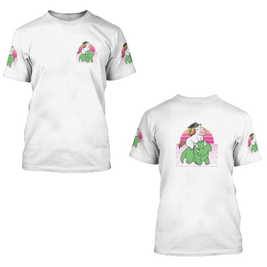 Student Unicorn Triceratops Dino Back To School 3D T Shirts