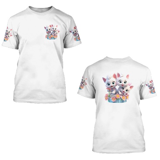 Cute Kittens 3D Ai Art 3D T Shirts