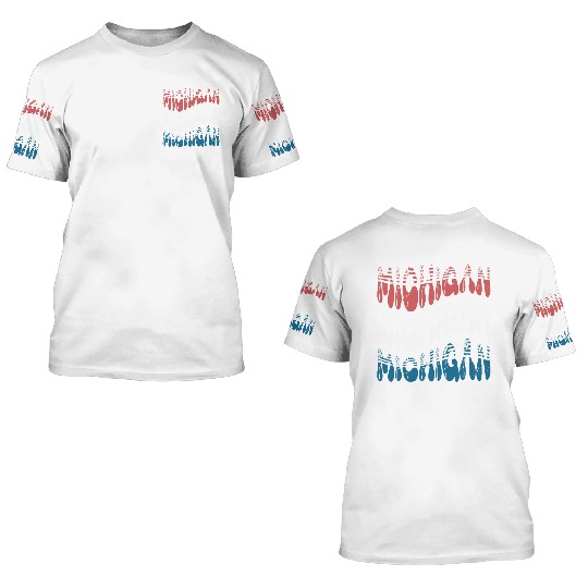 Michigan Red White Blue Cute Groovy 3D T Shirts