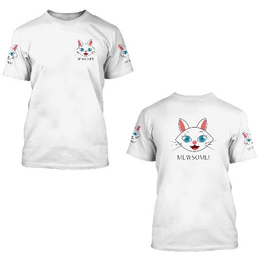 Mewsome White Cat Face 3D T Shirts