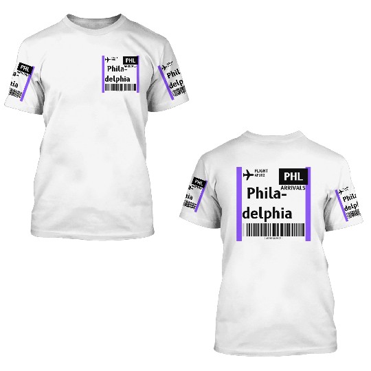 airplane ticket philadelphia 3D T Shirts