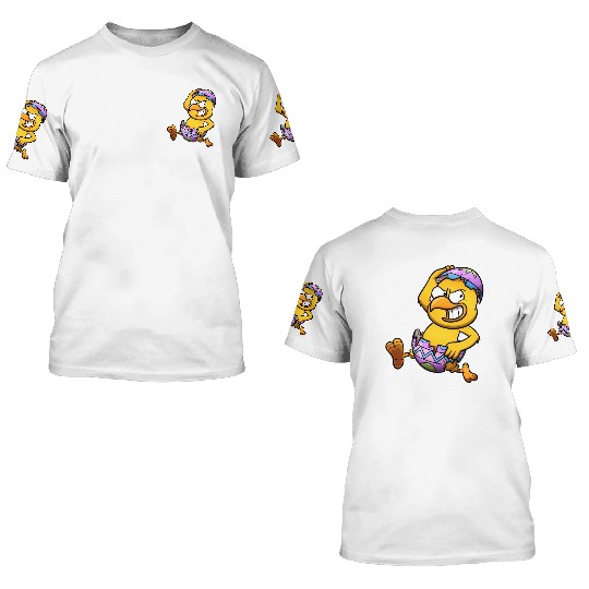 Running Little Chick In An Easter Egg 3D T Shirts
