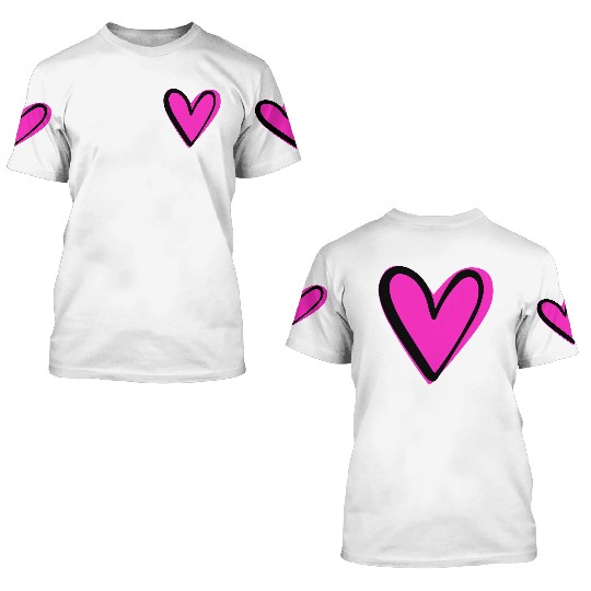Pink Heart nature 3D T Shirts