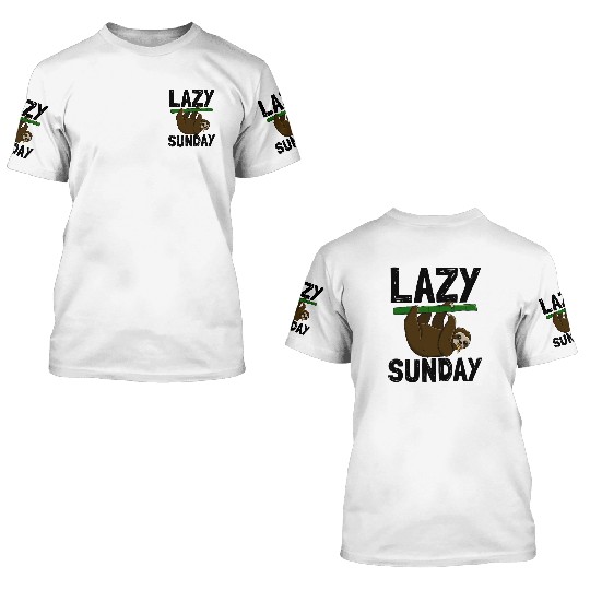 Lazy Sunday Sloth 3D T Shirts
