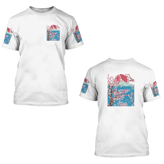 Japan cherry blossom gift sunset sakura 3D T Shirts
