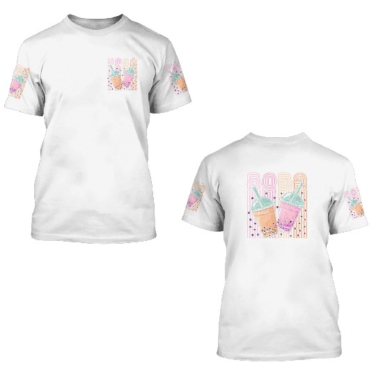 Boba Tea Design Bubbles Bubble Tea Retro Boba 3D T Shirts