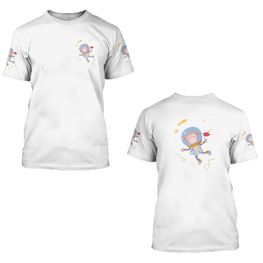 Astronaut Space Monkey Galaxy For 3D T Shirts