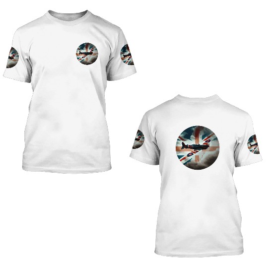 Spitfire Airplane Fighter Plane England UK 3D T Shirts