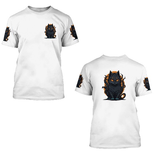 A scary cat Halloween character 3D T Shirts design