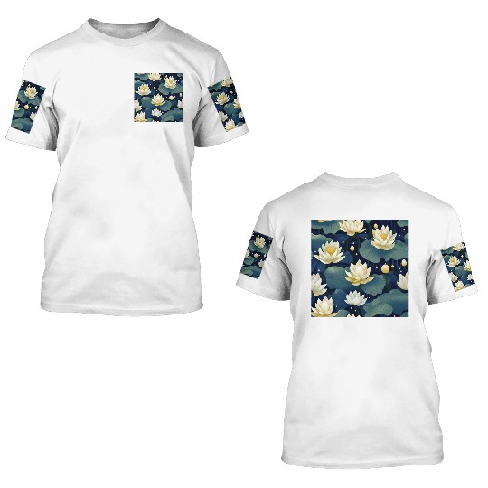 Serenity Blooms: Timeless Lotus Pattern 3D T Shirts