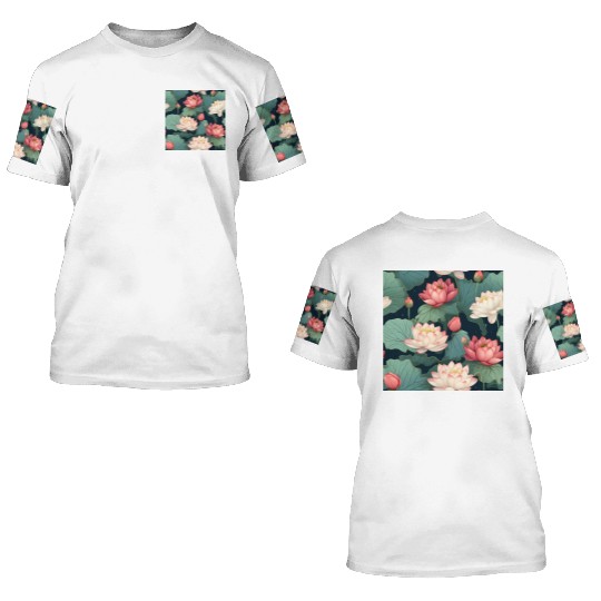 Serenity Blooms: Timeless Lotus Pattern 3D T Shirts
