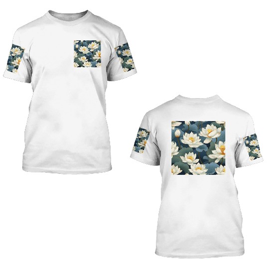 Serenity Blooms: Timeless Lotus Pattern 3D T Shirts