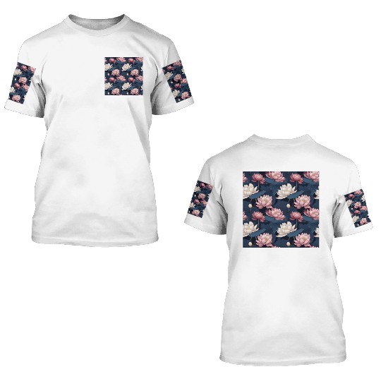 Serenity Blooms: Timeless Lotus Pattern 3D T Shirts