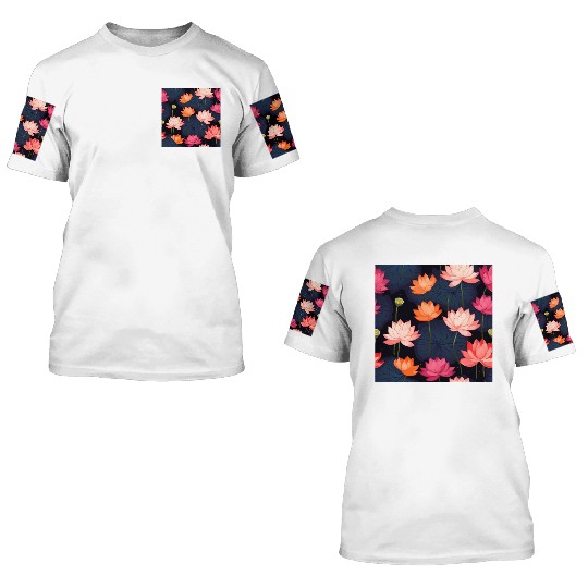 Serenity Blooms: Timeless Lotus Pattern 3D T Shirts