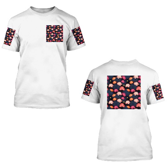 Serenity Blooms: Timeless Lotus Pattern 3D T Shirts