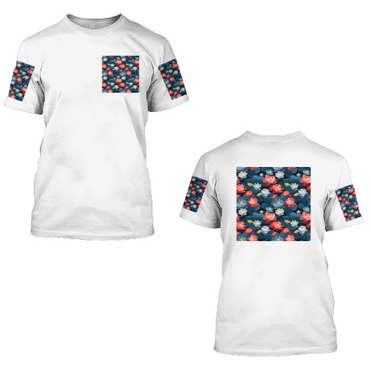 Serenity Blooms: Timeless Lotus Pattern 3D T Shirts