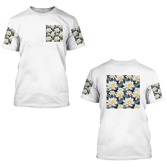 Serenity Blooms: Timeless Lotus Pattern 3D T Shirts