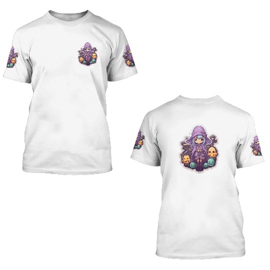 Cute Cartoonish Necromancer Summoning Friends 3D T Shirts