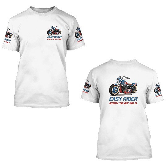Easy Rider Motorcycle Chopper Stars and Stripes 3D T Shirts