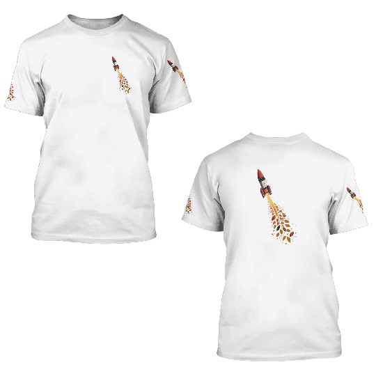 Autumn rocket - leaf-driven flight 3D T Shirts