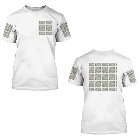 Retro Checkered Pattern Yellow Teal Coral 3D T Shirts