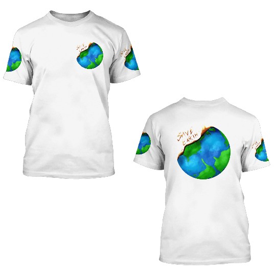 Burning Earth Globe Save Earth For Earth Day 3D T Shirts