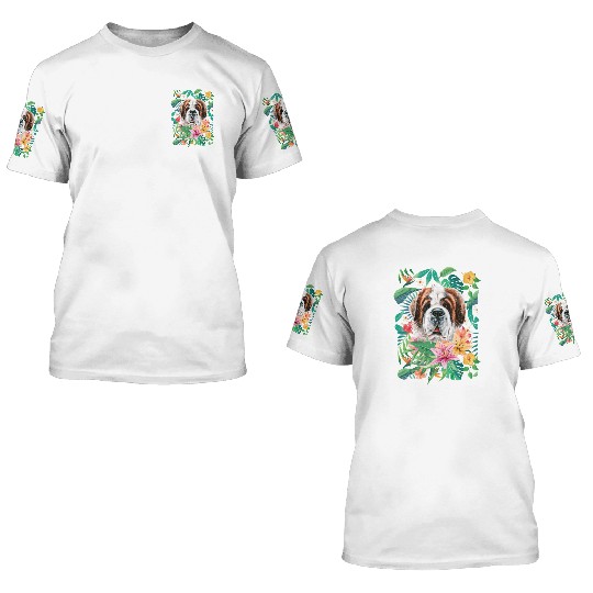 Tropical Saint Bernard 3D T Shirts