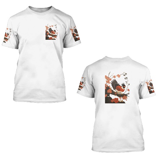 The Bird on the Cherry Blossom Tree 3D T Shirts