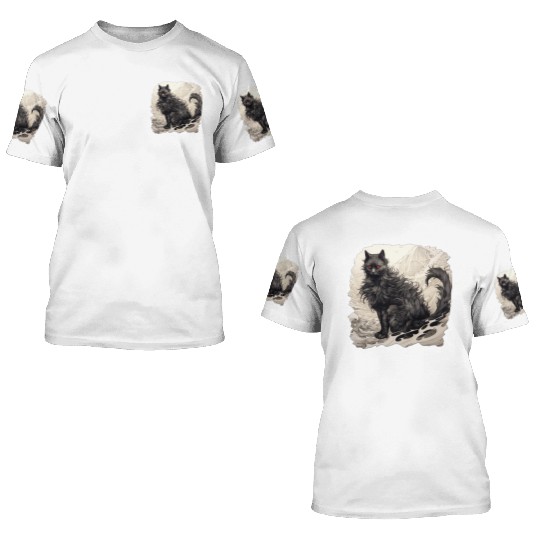 Japanese ink art Cat 3D T Shirts