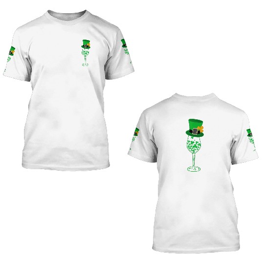 Irish Green Shamrock St Patrick's Day Wine Drinkin 3D T Shirts