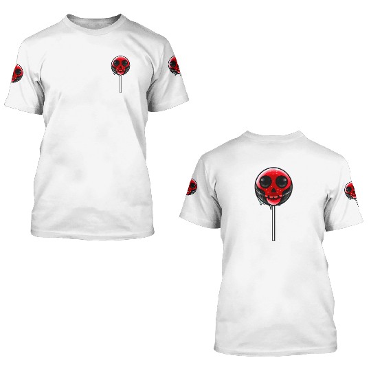 Red Skull Lollipop Trick Or Treat Halloween 3D T Shirts