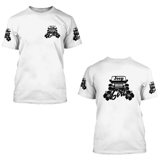 Jeep Girl Flower - Black 3D T Shirts