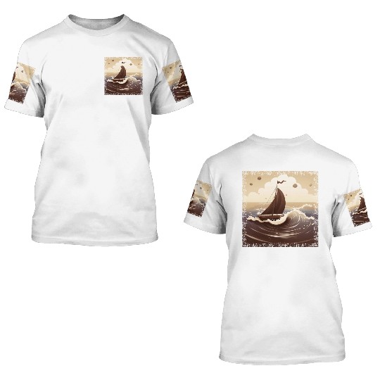 Chocolate Brown Dinghy on Rough Seas 3D T Shirts
