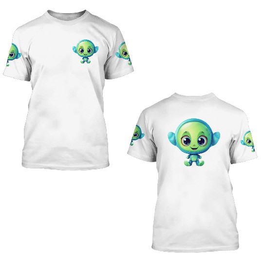 Kawaii Laughing Alien 3D T Shirts