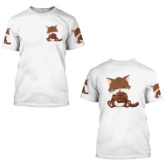 Sweet chocolate cat 3D T Shirts