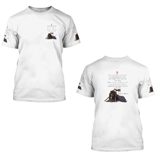 Knights Templar Christian Religious Warrior Oath 3D T Shirts