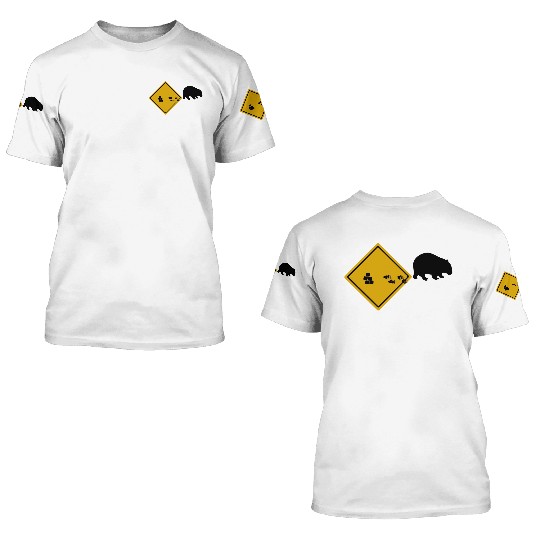 Wombat Poop Cubes Road Sign 3D T Shirts