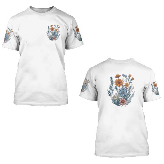Nature Aesthetic Wild Flower Botanical 3D T Shirts